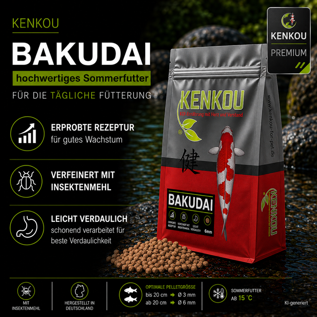 KENKOU BAKUDAI 3 mm Premium Koifutter für Wachstum