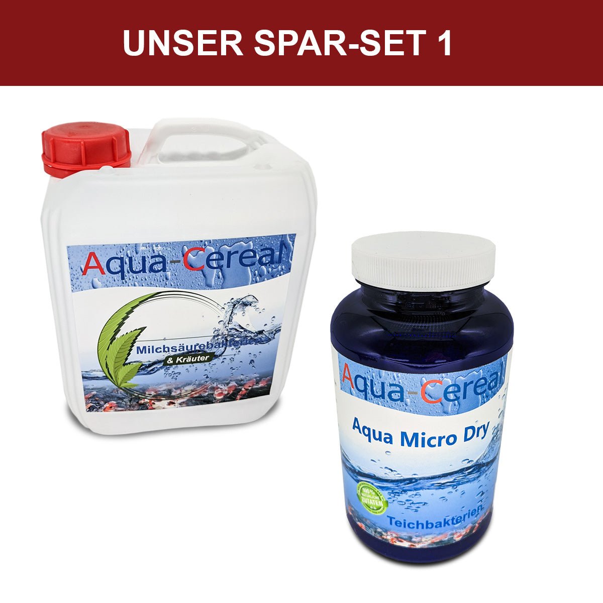 SPARPAKET 1 - Milchsäurebakterien & Kräuter 5L. & Aqua Micro Dry 500ml von Aqua-Cereal - Sparpaket - Niederrhein-Koi