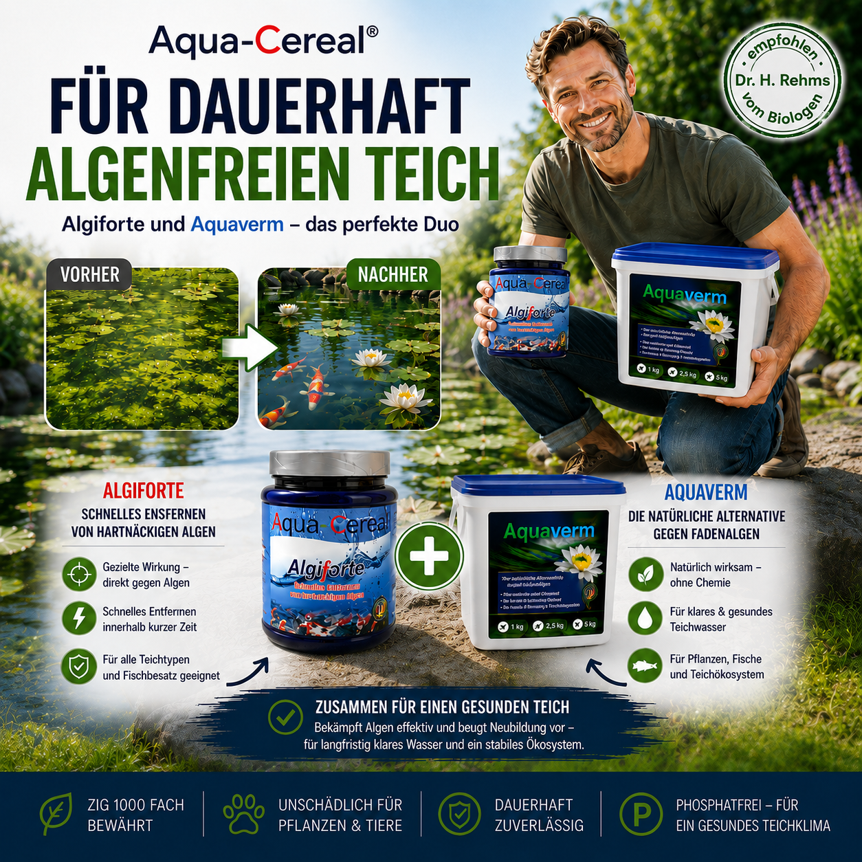 Algiforte und Aquaverm, die ideale Kombination gegen Fadenalgen