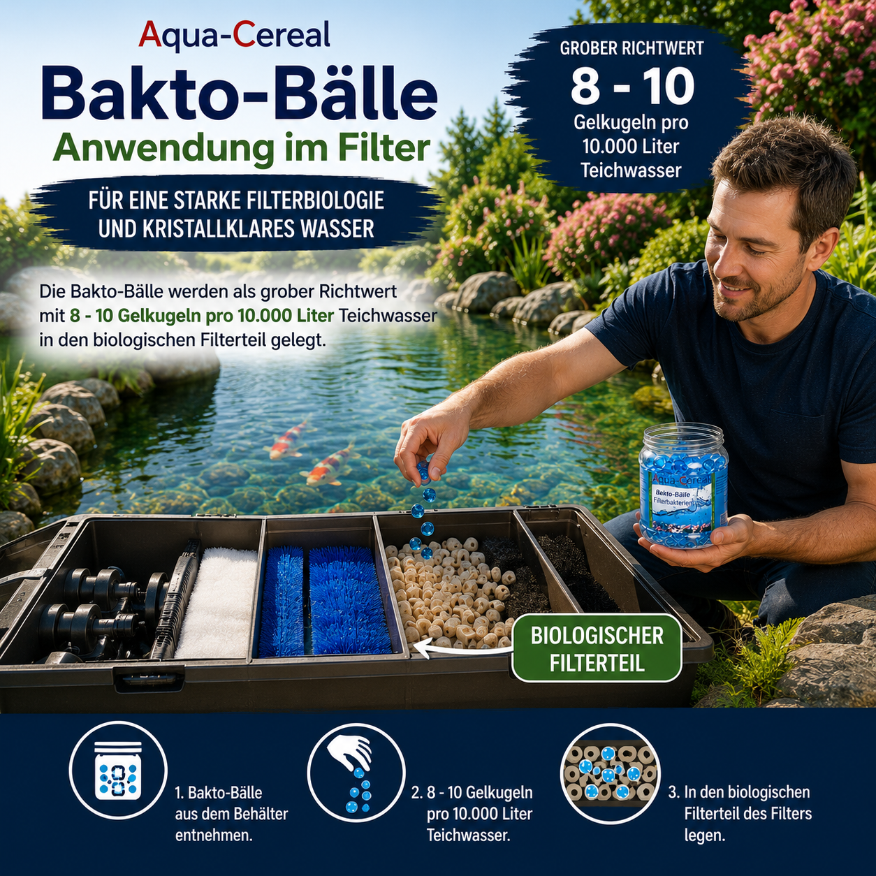 Baktobälle  8 - 10 Kugel auf 10.000 Liter Teichwasser