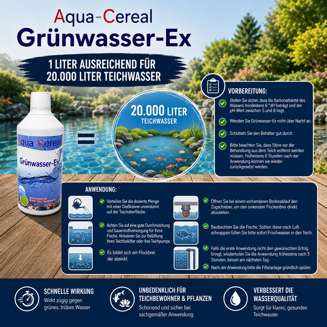 Grünwasser-Ex für 20.000 Liter Teichwasser