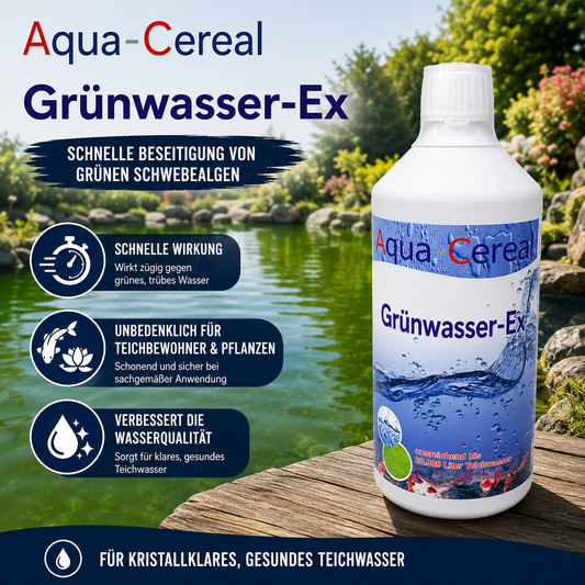 Grünwasser-Ex wirkt schnell gegn grünes Wasser im Teich