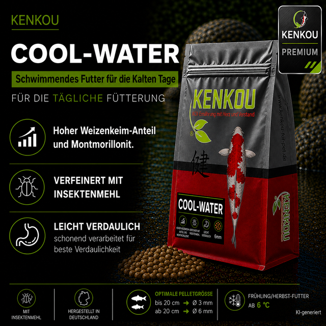 KENKOU Cool-Water Premium Koifutter mit Weizenkeimen, Herbst- und Winterfutter