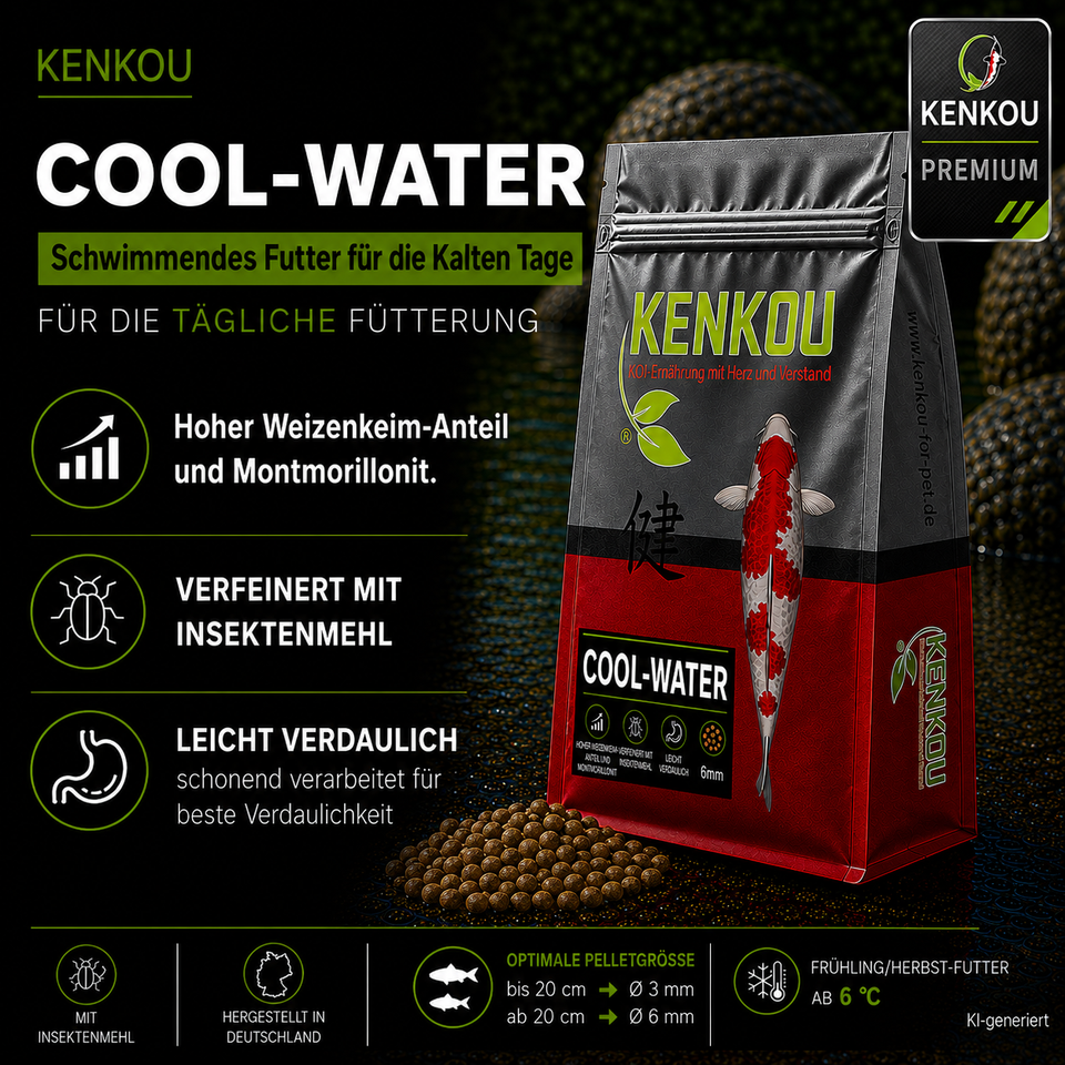 KENKOU Cool-Water Premium Koifutter mit Weizenkeimen, Herbst- und Winterfutter