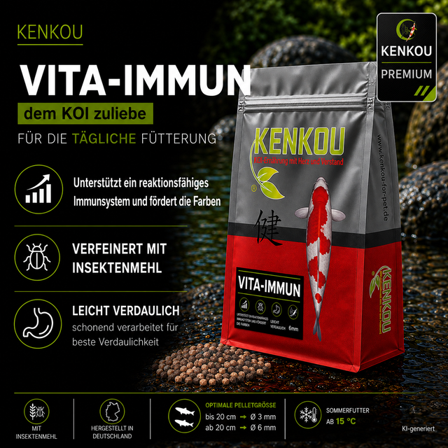 KENKOU Vita-Immun Premium Koifutter unterstützt das Immunsystem und fördert die Farben 3 mm