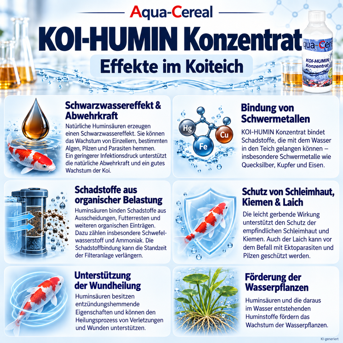 Koi-HUMIN Konzentrat Effekte im Koiteich