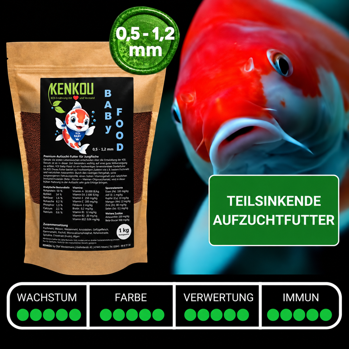 Koi Aufzuchtfutter teilsinkend von KENKOU