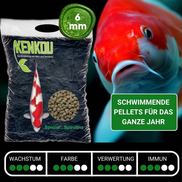 Koifutter 6 mm KENKOU® Spezial mit Spirulina schwimmend