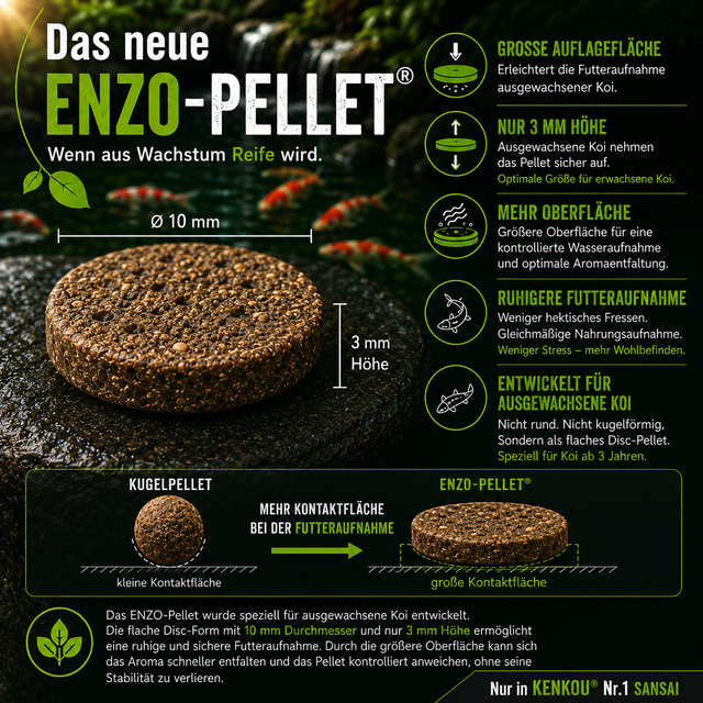 Das neue ENZO-Pellet in Scheibenform. Durchmesser 10 mm, Höhe 3 mm