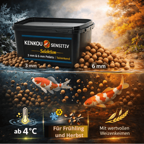 KENKOU Sensitiv teilsinkendes Koifutter für Frühling und Herbst